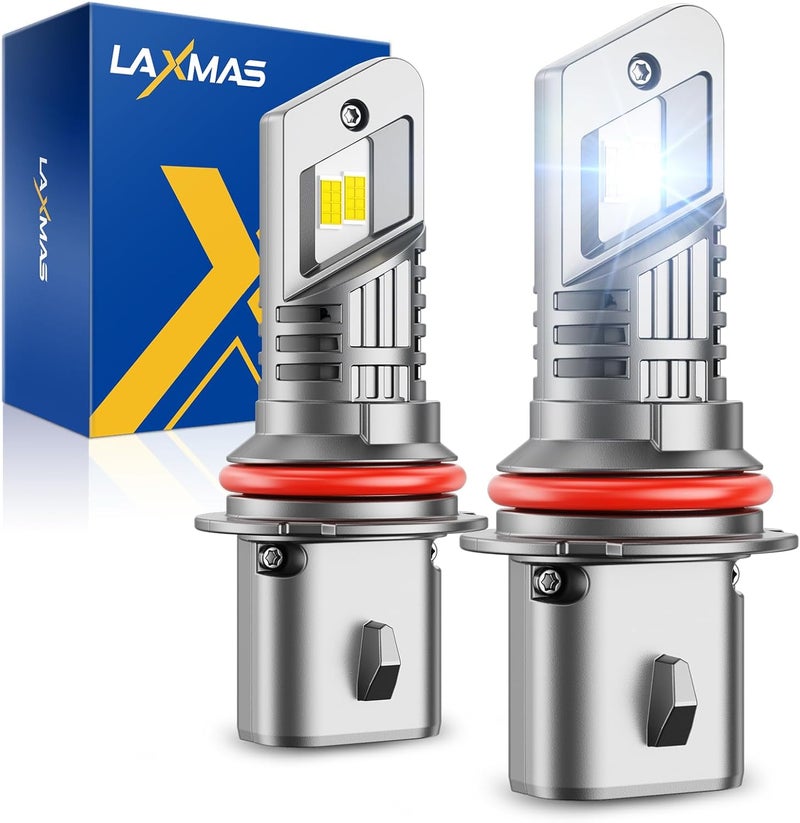 Laxmas 32000LM 9007 LED Bulbs, 6500K Cool White 9007 LED Lights with 15000RPM Cooling Fan, wireless, Real 1:1 Halogen Size Lights, Waterproof, Plug-N-Play, Pack of 2 - Image 1